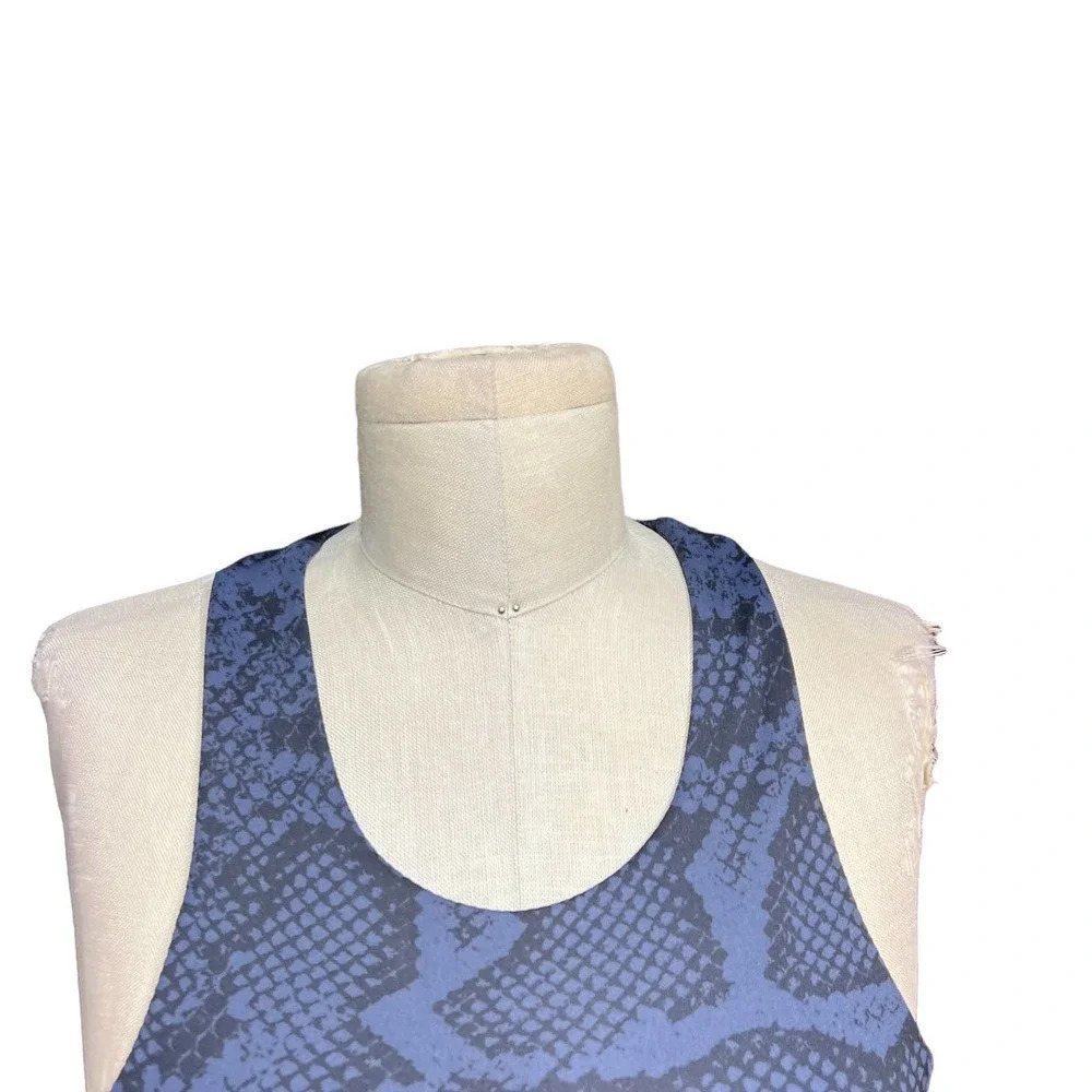 Allfenix Long Sports Bra Racerback Stretch Snake Animal Print Navy‎ Blue Size XS - Picture 2 of 12